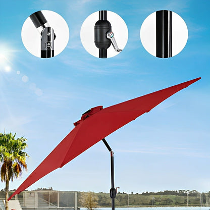 9.5FT Solar LED Light Outdoor Umbrella with Tilt Adjustment - Flyachilles