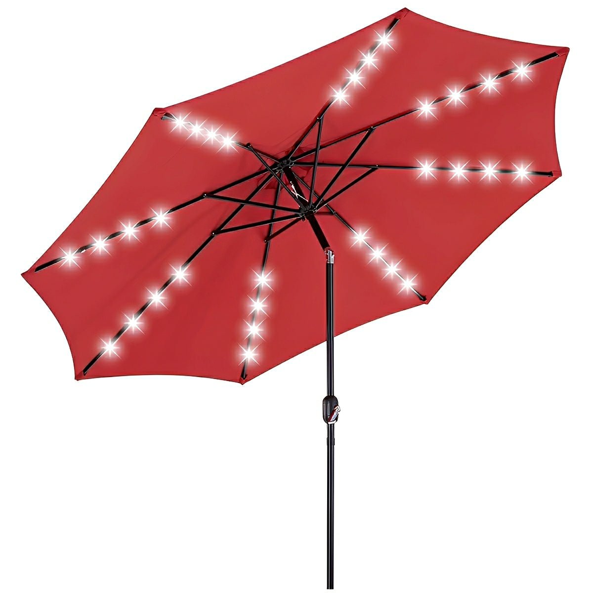 9.5FT Solar LED Light Outdoor Umbrella with Tilt Adjustment - Flyachilles