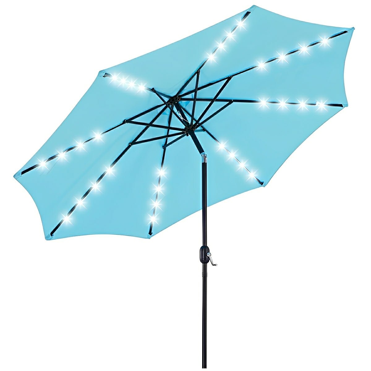 9.5FT Solar LED Light Outdoor Umbrella with Tilt Adjustment - Flyachilles