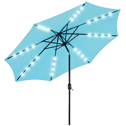 9.5FT Solar LED Light Outdoor Umbrella with Tilt Adjustment - Flyachilles