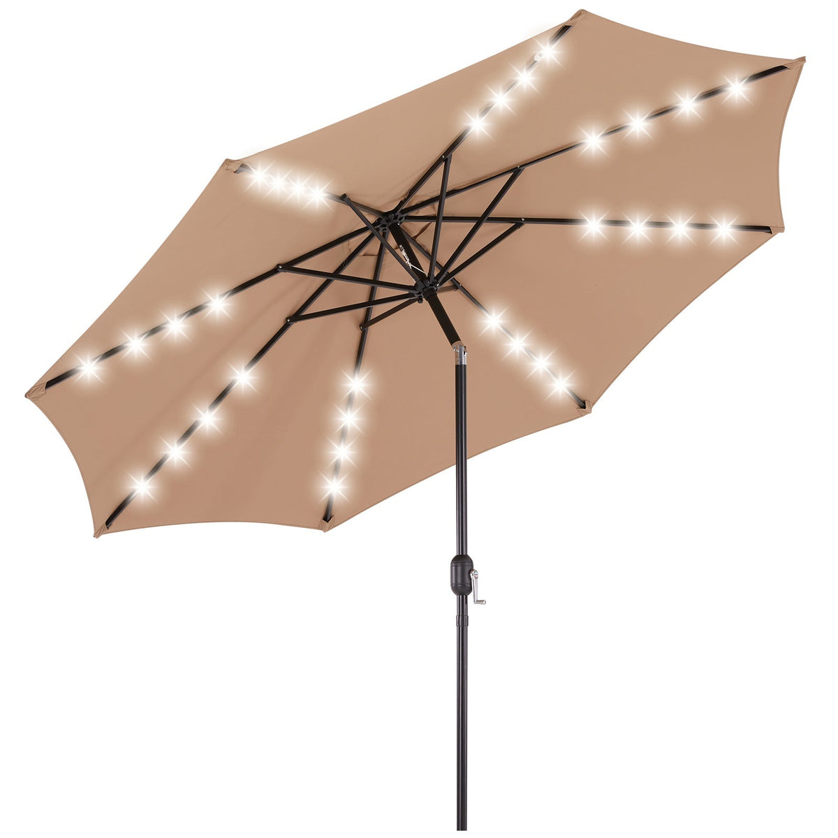 9.5FT Solar LED Light Outdoor Umbrella with Tilt Adjustment - Flyachilles