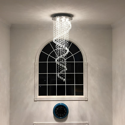 Modern Luxury Spiral Crystal LED Staircase Chandelier