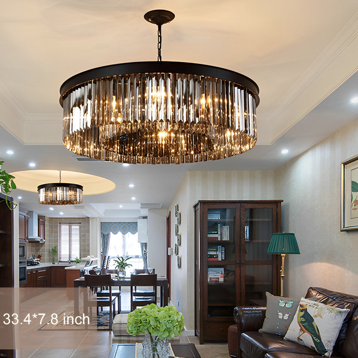 Rustic Modern Crystal Chandeliers Round Ceiling Lights