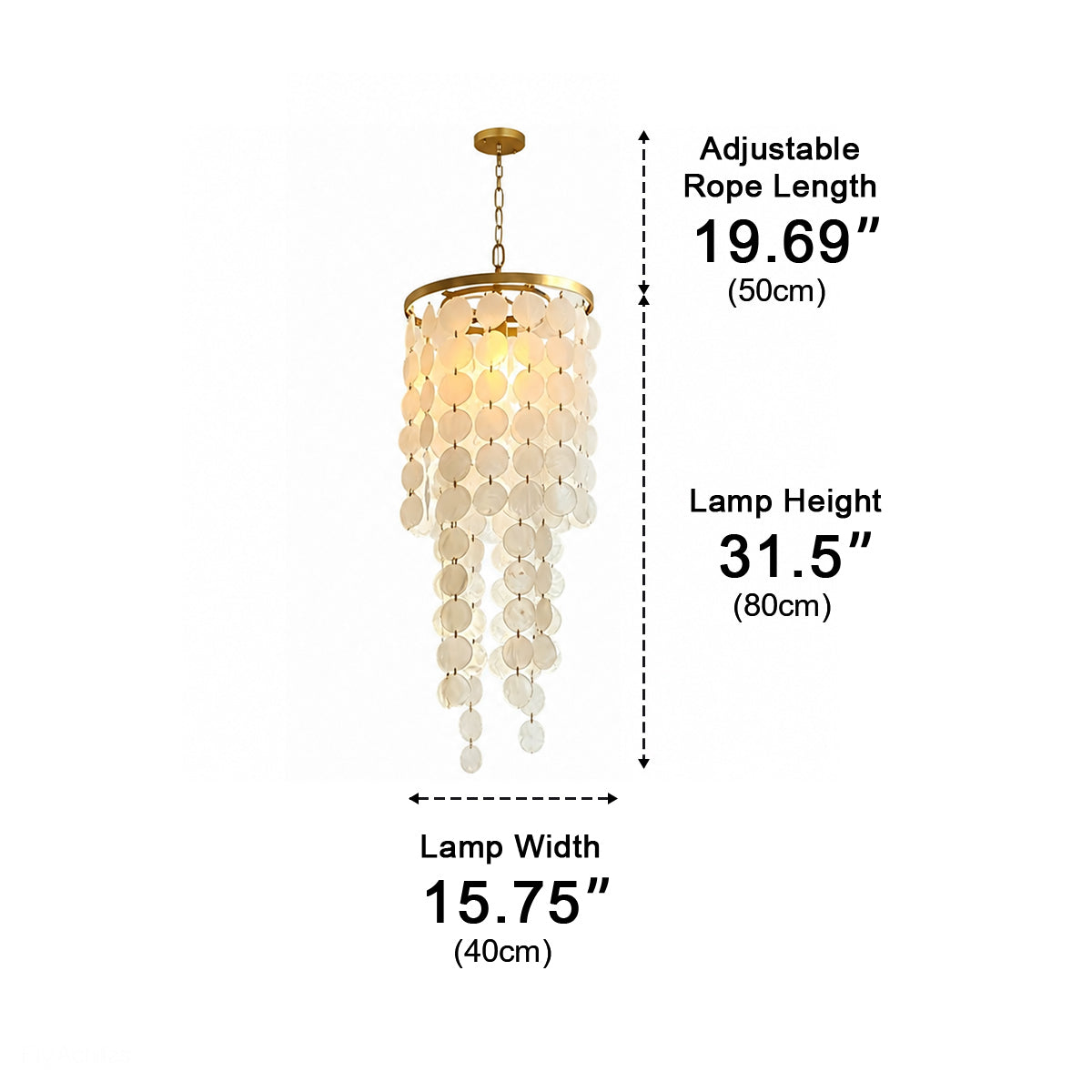 French Natural Shell Cascading LED Chandelier
