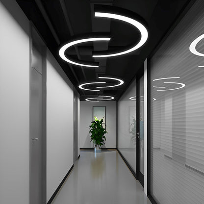 Acrylic C Semicircle LED Industrial Style Metal Chandelier Pendant Lights Ceiling Lamp Interior Suspension Light - Flyachilles