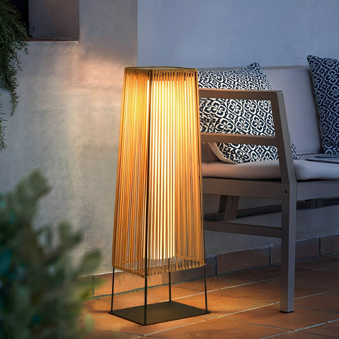Artisanal Modern Solar Waterproof Rattan LED Outdoor Floor Lamp Lantern - Flyachilles
