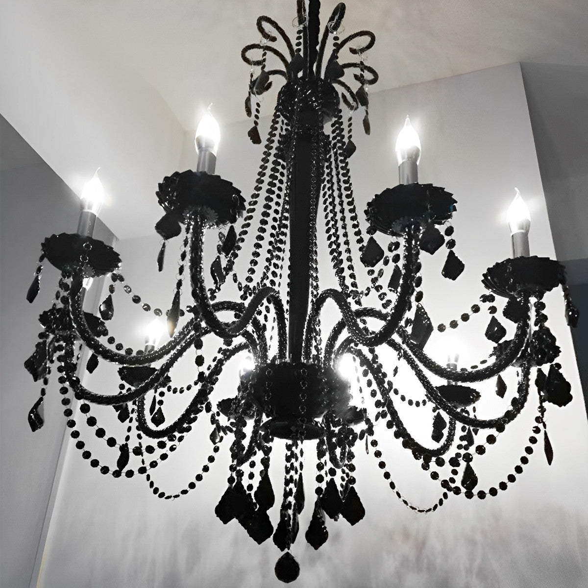 Black Candle Crystal Chandeliers Branch Light - Flyachilles
