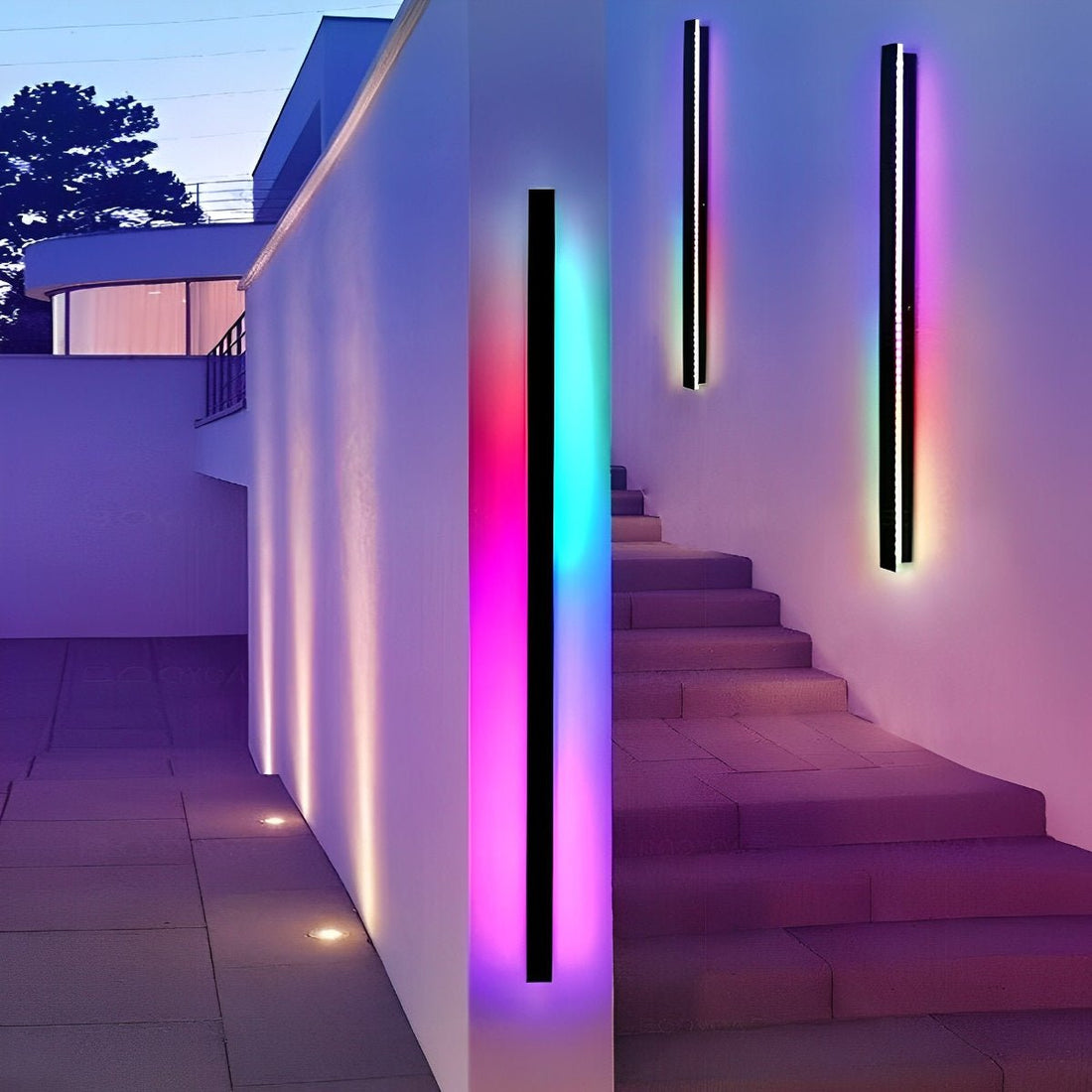 Black Long Strip LED RGB IP65 Waterproof Outdoor Wall Mount Lighting - Flyachilles