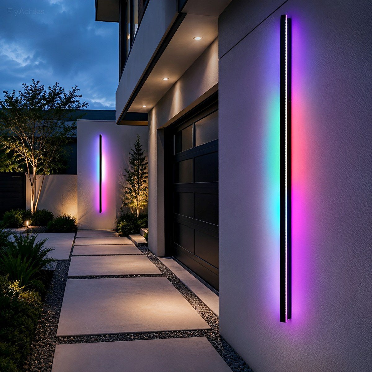 Black Long Strip LED RGB IP65 Waterproof Outdoor Wall Mount Lighting - Flyachilles