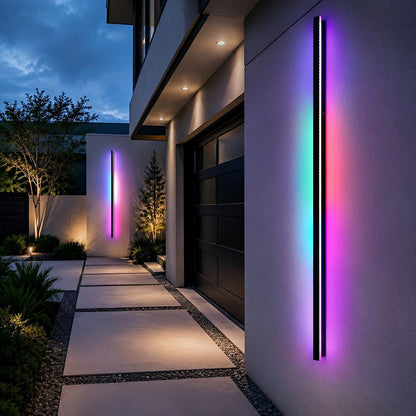 Black Long Strip LED RGB IP65 Waterproof Outdoor Wall Mount Lighting - Flyachilles