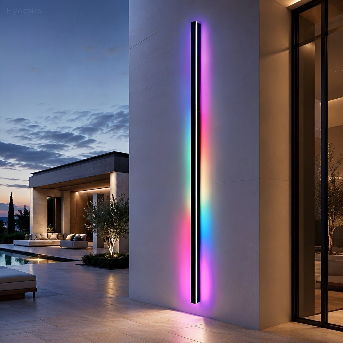 Black Long Strip LED RGB IP65 Waterproof Outdoor Wall Mount Lighting - Flyachilles