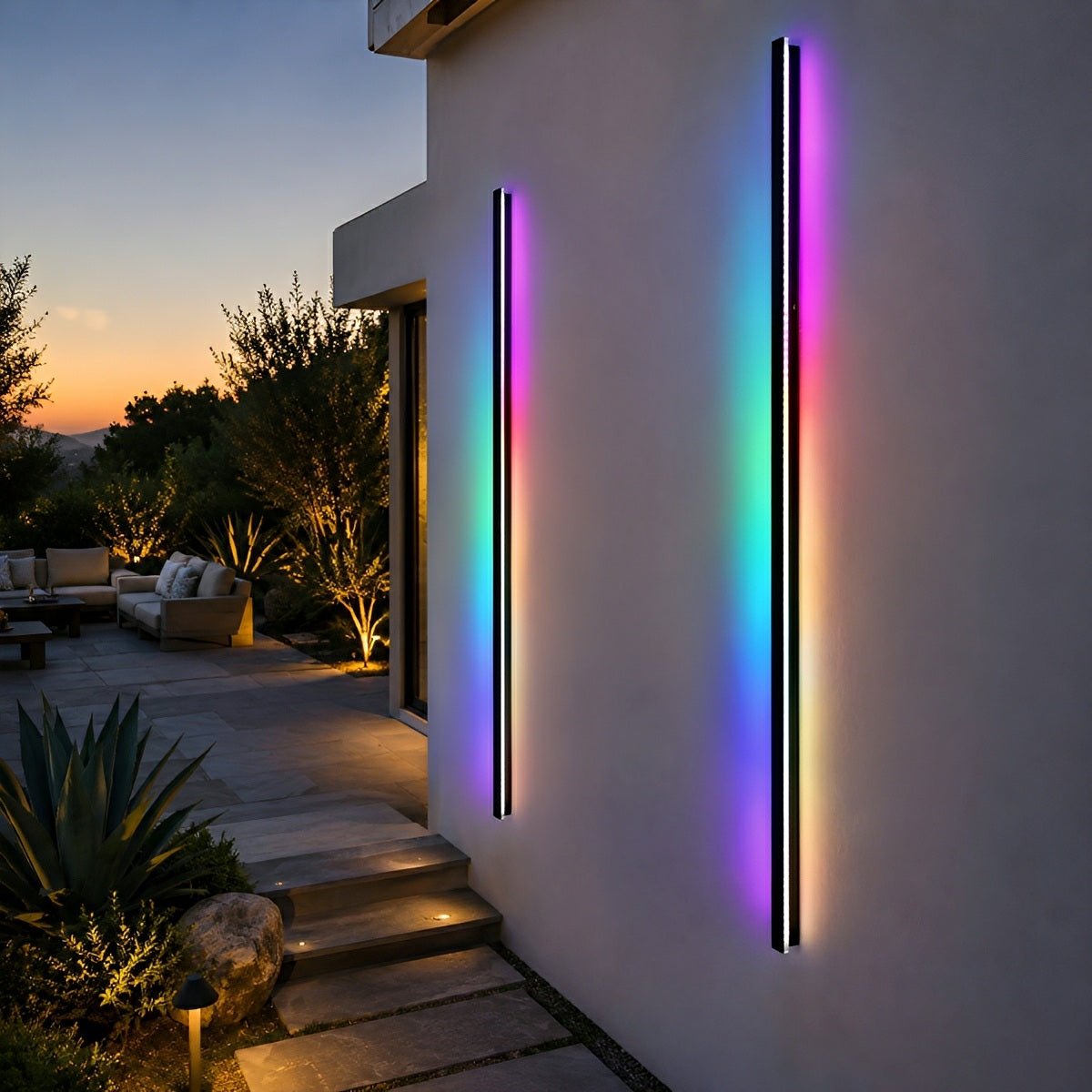 Black Long Strip LED RGB IP65 Waterproof Outdoor Wall Mount Lighting - Flyachilles