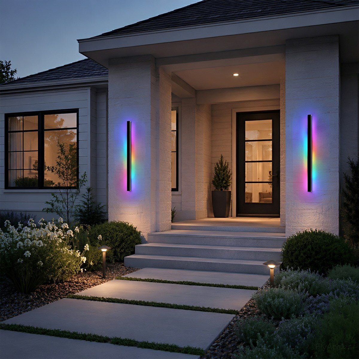 Black Long Strip LED RGB IP65 Waterproof Outdoor Wall Mount Lighting - Flyachilles