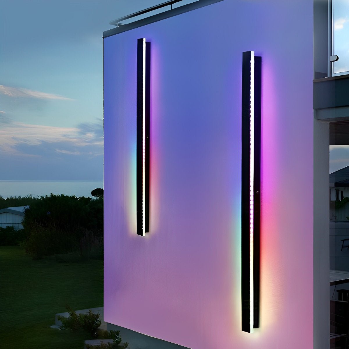 Black Long Strip LED RGB IP65 Waterproof Outdoor Wall Mount Lighting - Flyachilles