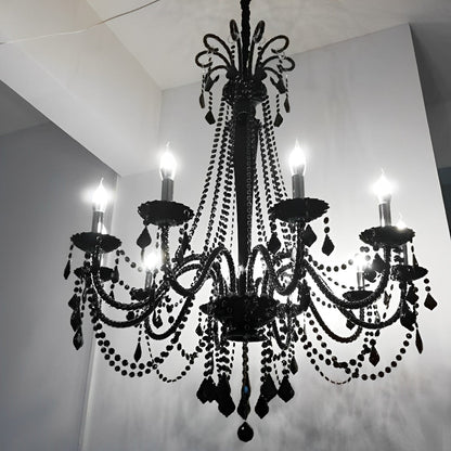 Black Palace Candle Branch Crystal Chandeliers Light - Flyachilles