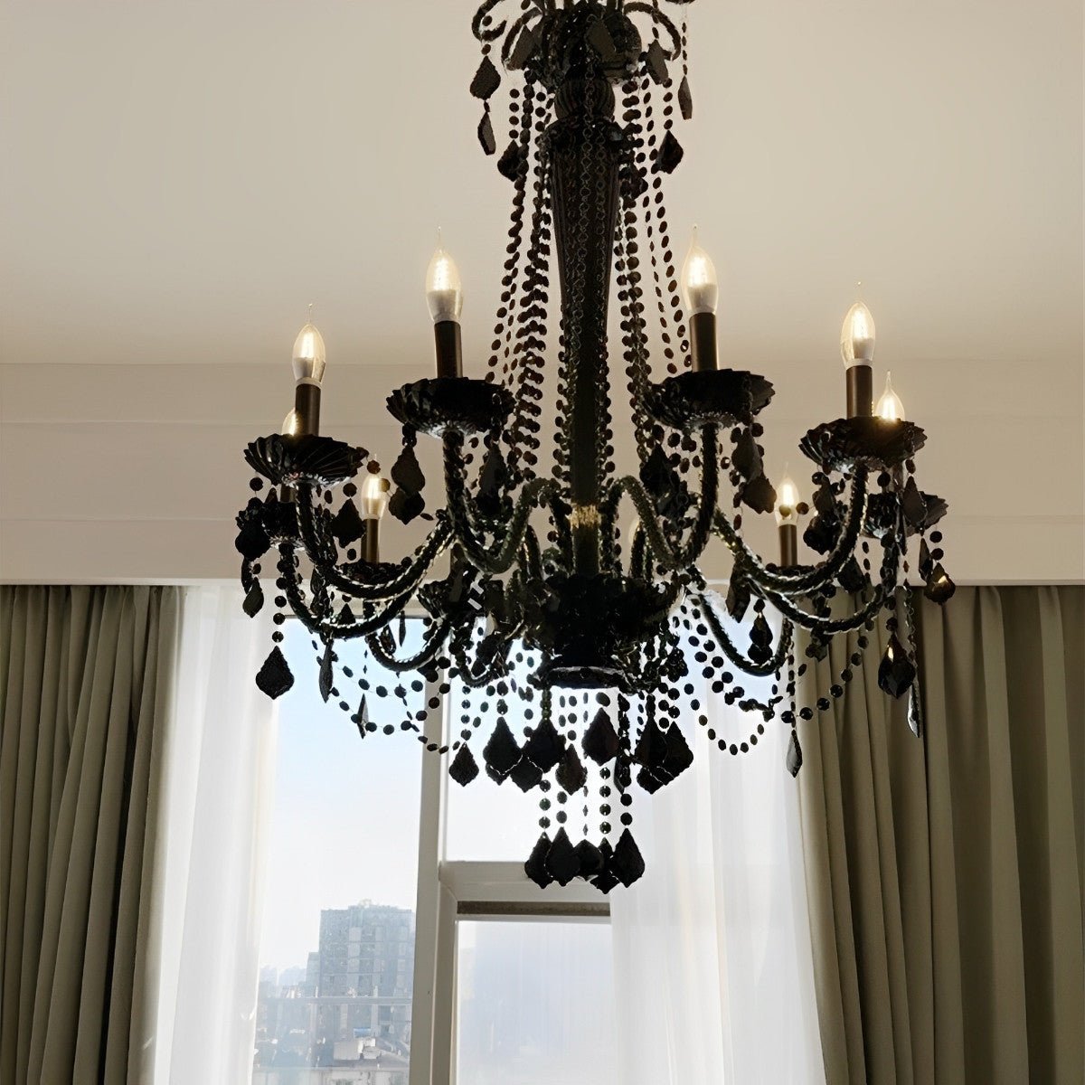 Black Palace Candle Branch Crystal Chandeliers Light - Flyachilles