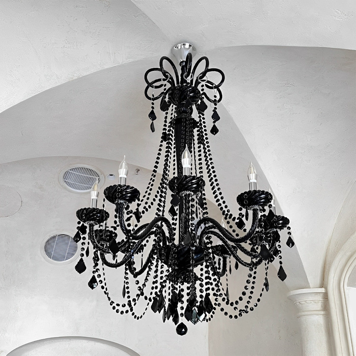 Black Palace Candle Branch Crystal Chandeliers Light - Flyachilles