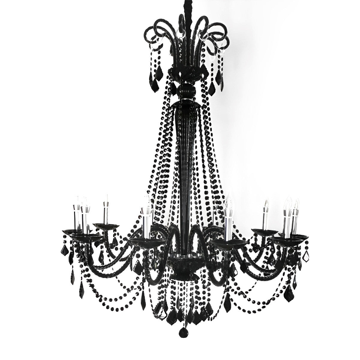 Black Palace Candle Branch Crystal Chandeliers Light - Flyachilles