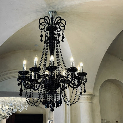 Black Palace Candle Branch Crystal Chandeliers Light - Flyachilles