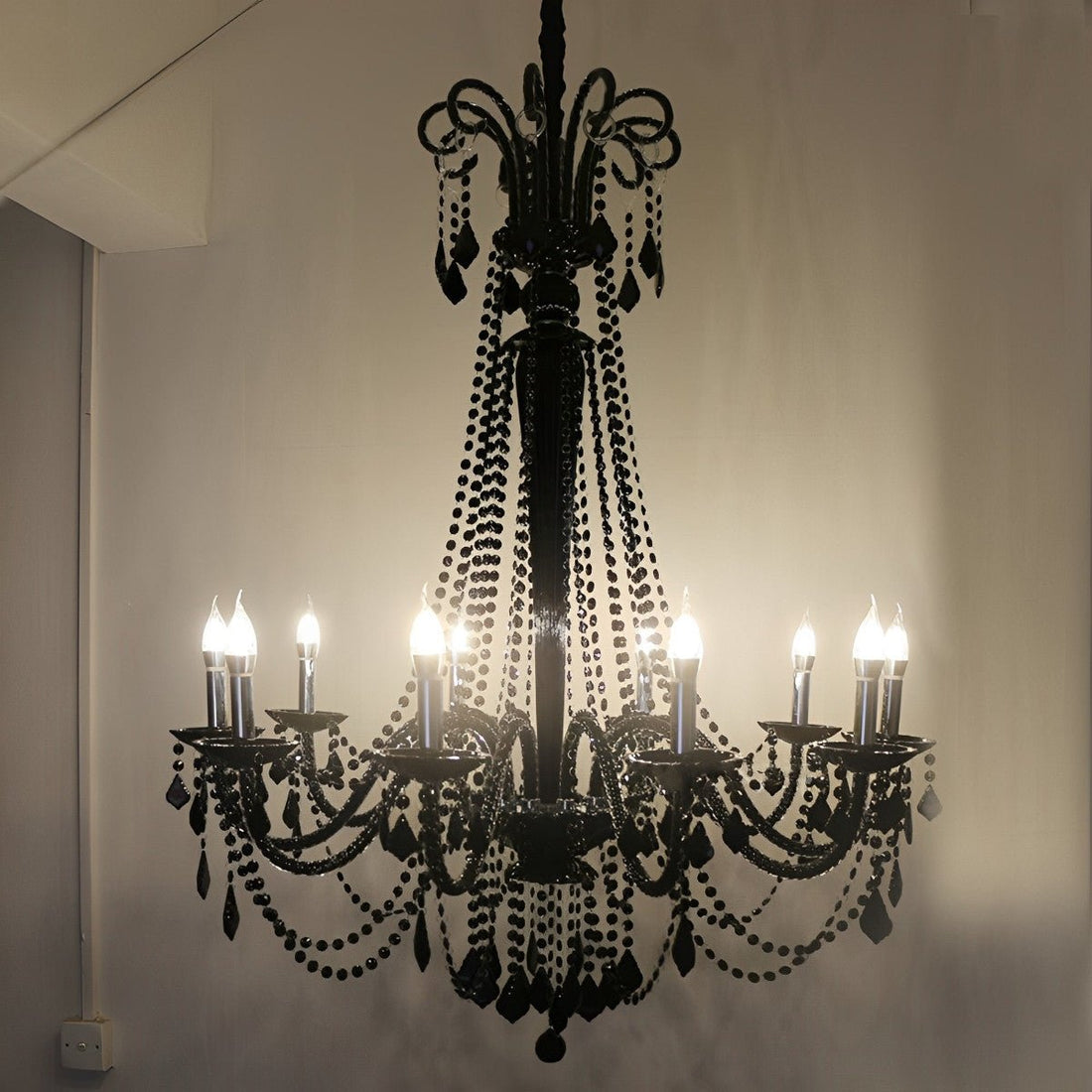 Black Palace Candle Branch Crystal Chandeliers Light - Flyachilles