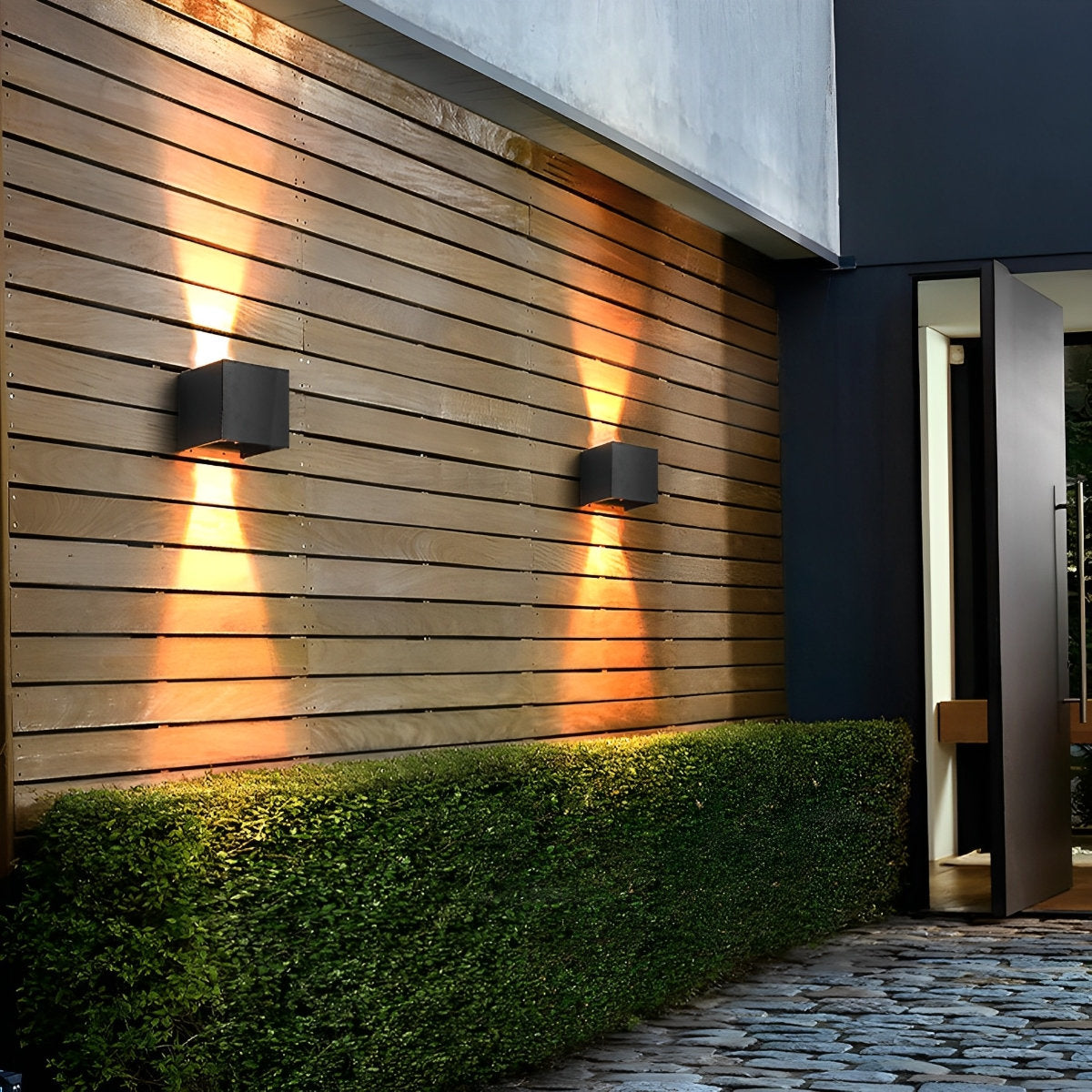 Black Square Up Down LED Lighting Exterior Porch Lights Lamp Sconce for Entryway Fixture - Flyachilles