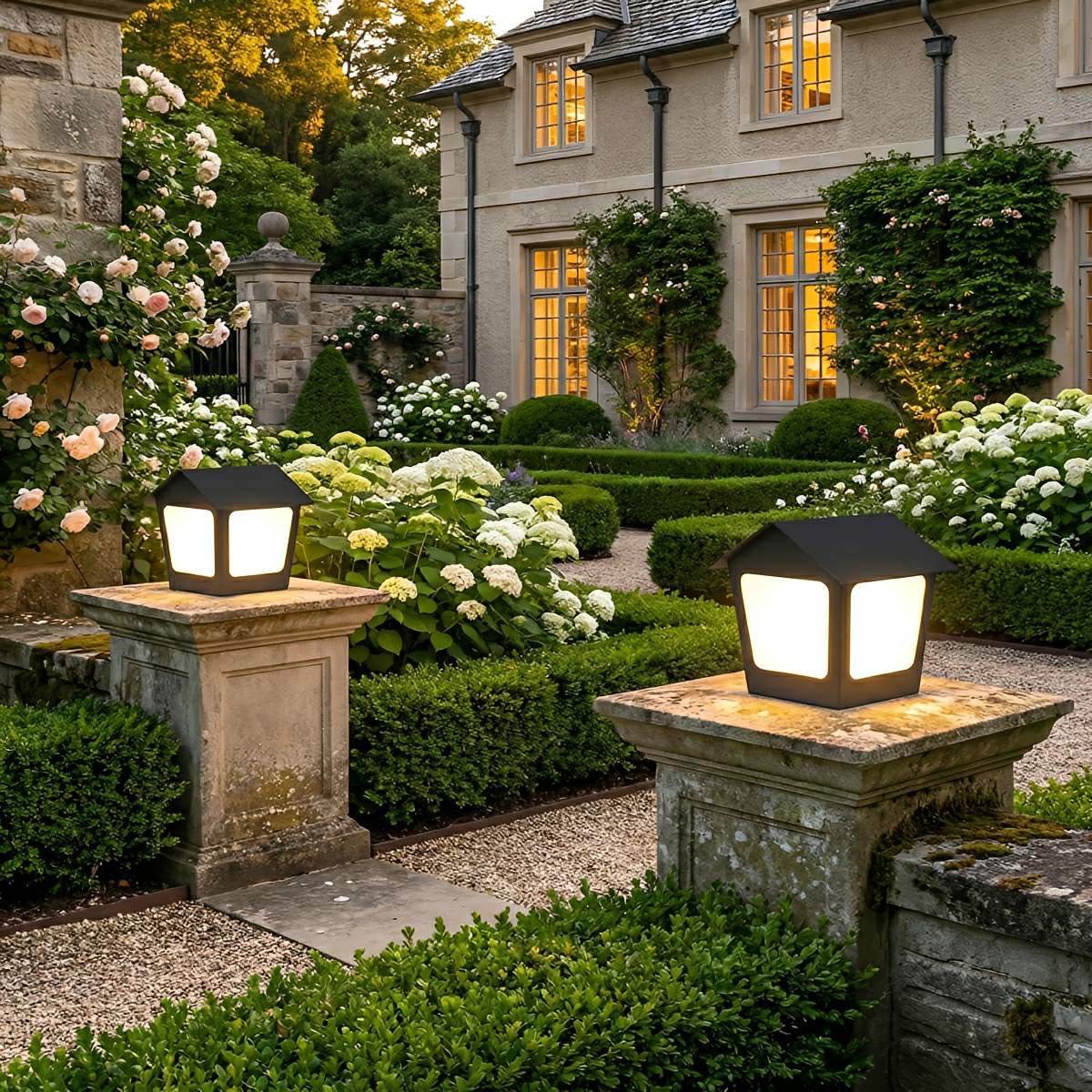Black Waterproof House Outdoor Post Lights - Flyachilles