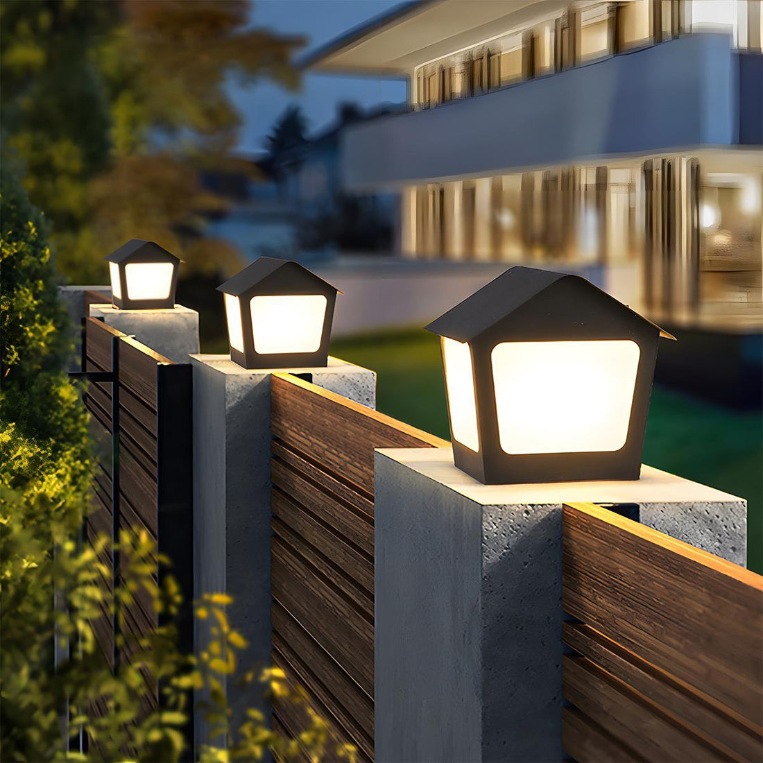 Black Waterproof Solar House Outdoor Post Lights - Flyachilles