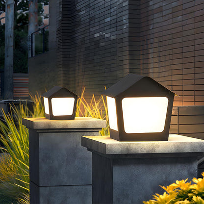 Black Waterproof Solar House Outdoor Post Lights - Flyachilles