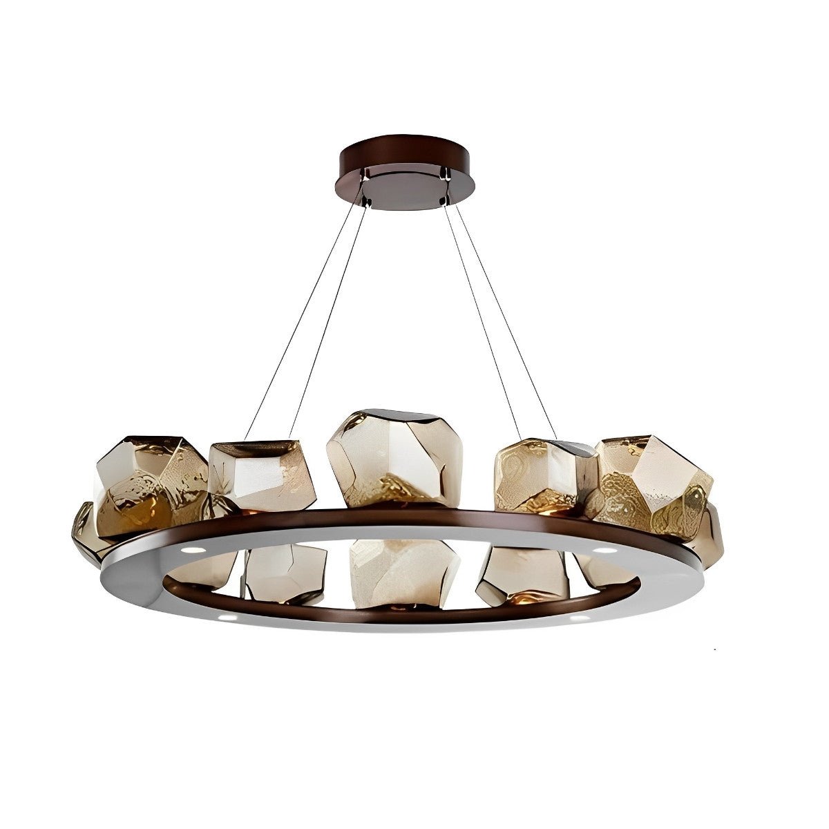 Bursting Bubbles 6 Irregular Cognac Stones Modern Glass Chandelier Lighting - Flyachilles