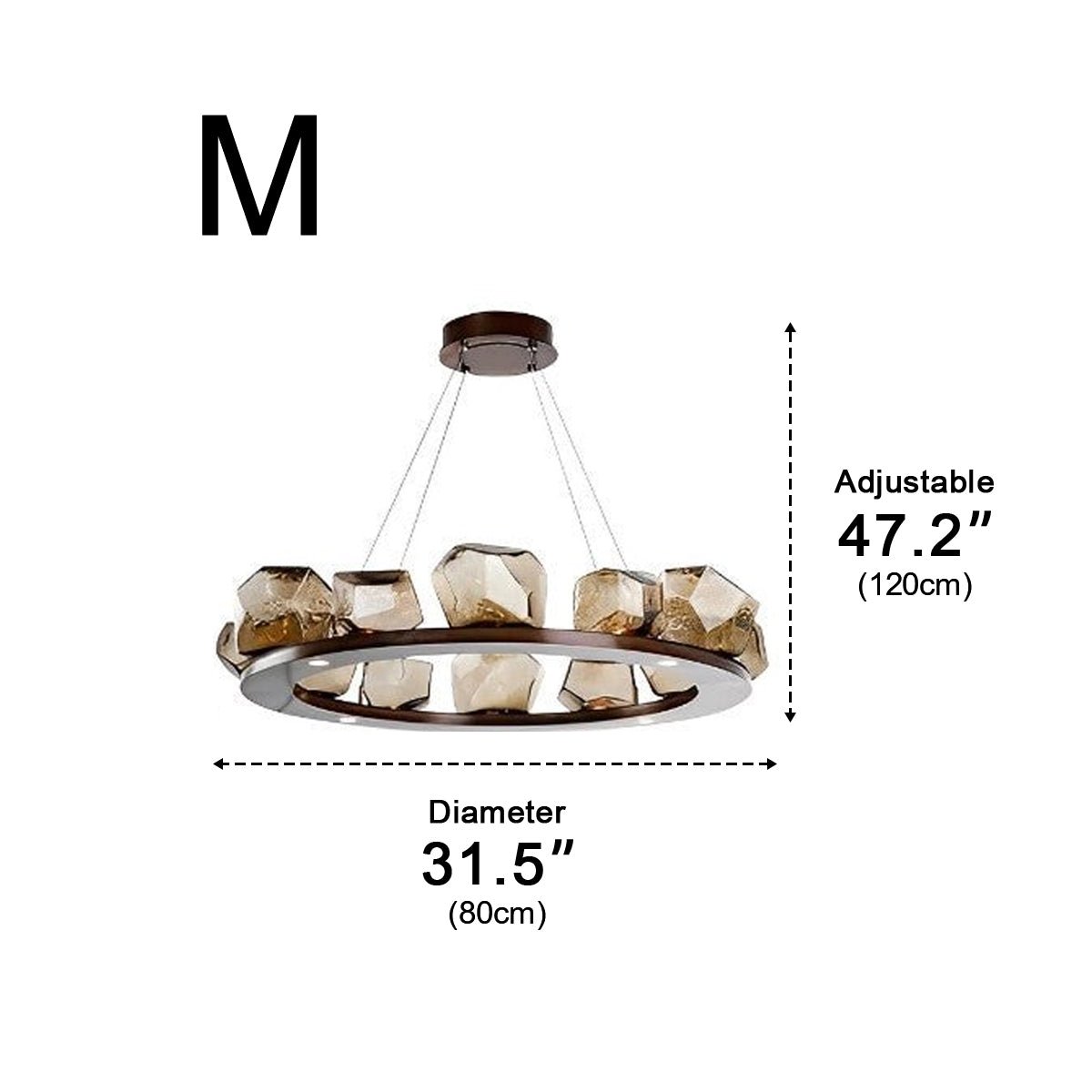Bursting Bubbles 6 Irregular Cognac Stones Modern Glass Chandelier Lighting - Flyachilles