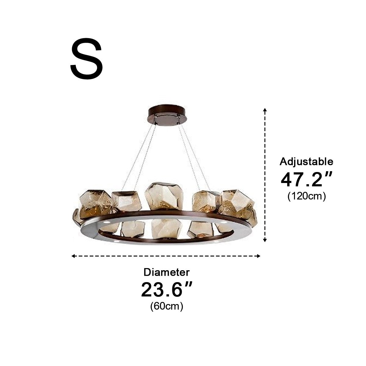 Bursting Bubbles 6 Irregular Cognac Stones Modern Glass Chandelier Lighting - Flyachilles
