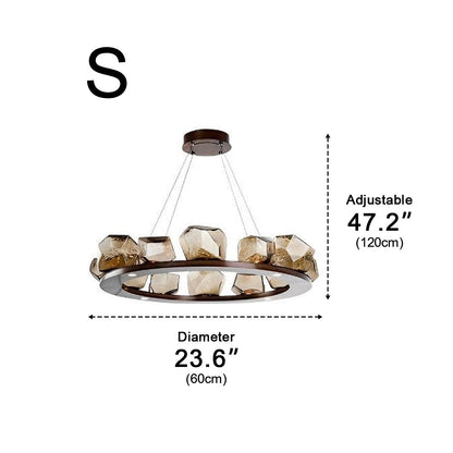 Bursting Bubbles 6 Irregular Cognac Stones Modern Glass Chandelier Lighting - Flyachilles