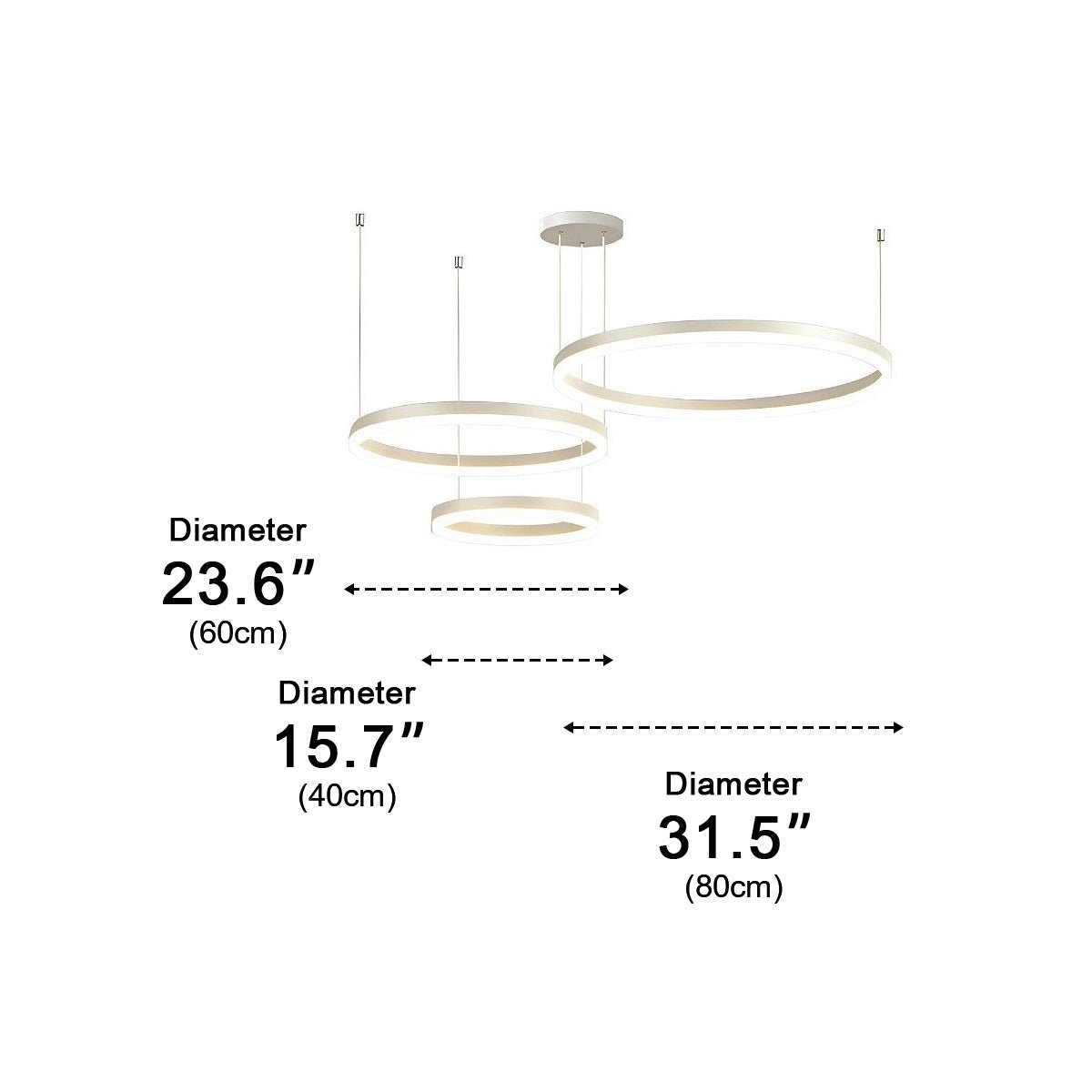 Circular Metal Rings Creative LED 3 - Step Dimming White Modern Pendant Lights - Flyachilles