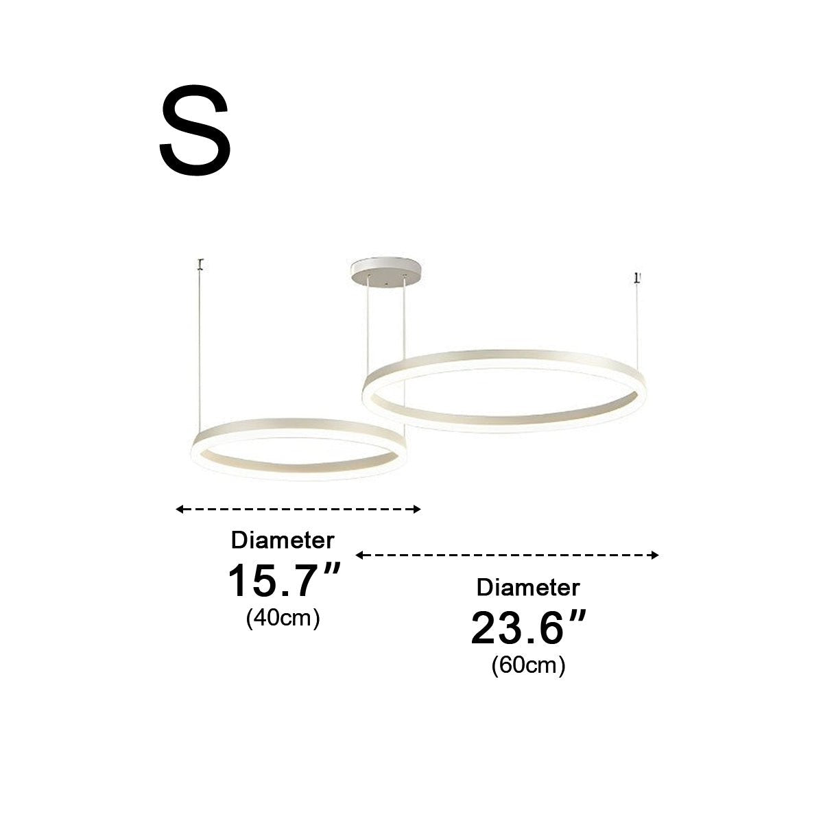 Circular Metal Rings Creative LED 3 - Step Dimming White Modern Pendant Lights - Flyachilles