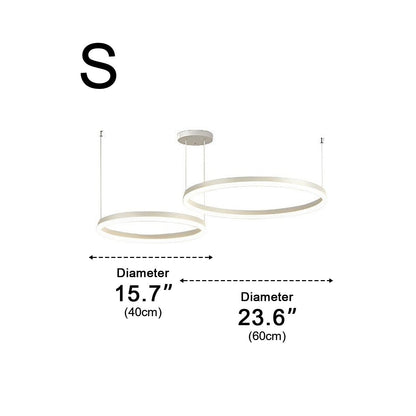 Circular Metal Rings Creative LED 3 - Step Dimming White Modern Pendant Lights - Flyachilles