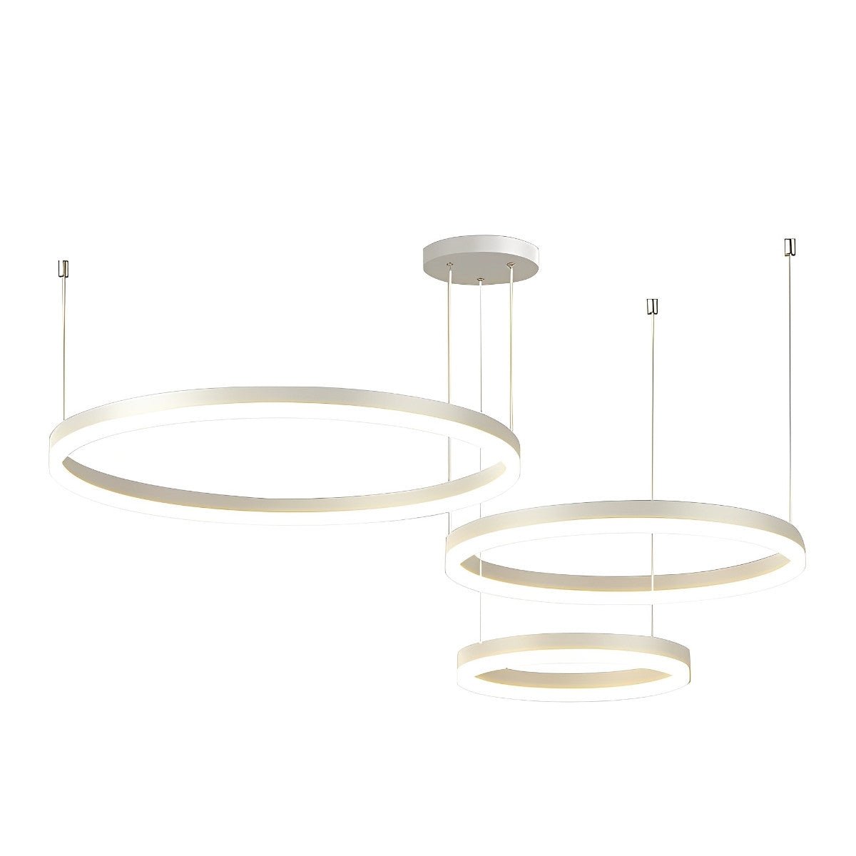 Circular Metal Rings Creative LED 3 - Step Dimming White Modern Pendant Lights - Flyachilles