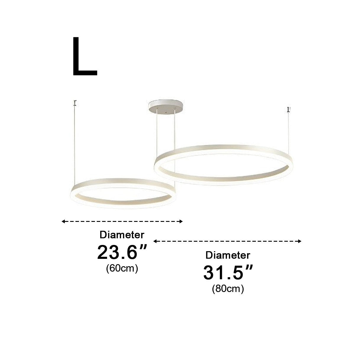 Circular Metal Rings Creative LED 3 - Step Dimming White Modern Pendant Lights - Flyachilles