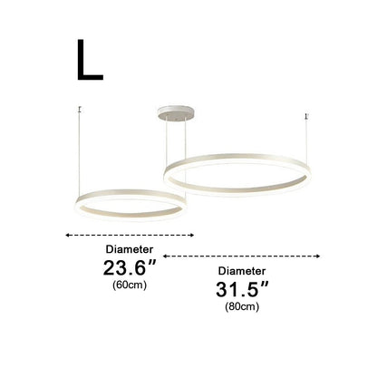 Circular Metal Rings Creative LED 3 - Step Dimming White Modern Pendant Lights - Flyachilles