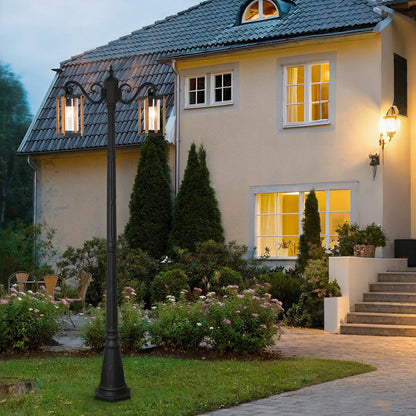 Classic Round Coach Lamps LED Outdoor Pathway Post Lights - Flyachilles