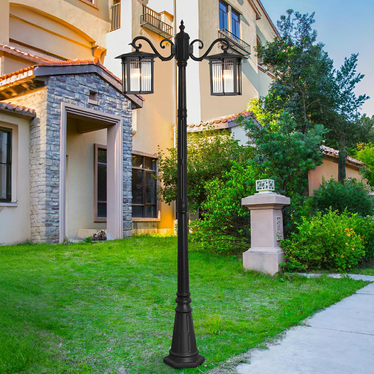 Classic Square Coach Lamps LED Outdoor Pathway Post Lights - Flyachilles