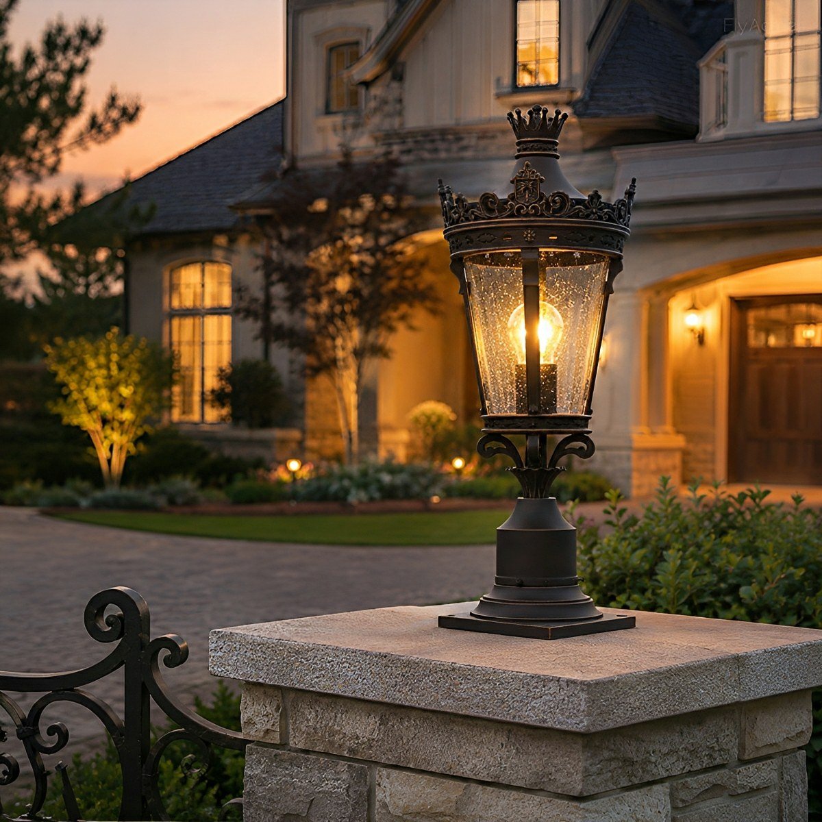 Classic Vintage European Lantern Outdoor Post Light - Flyachilles