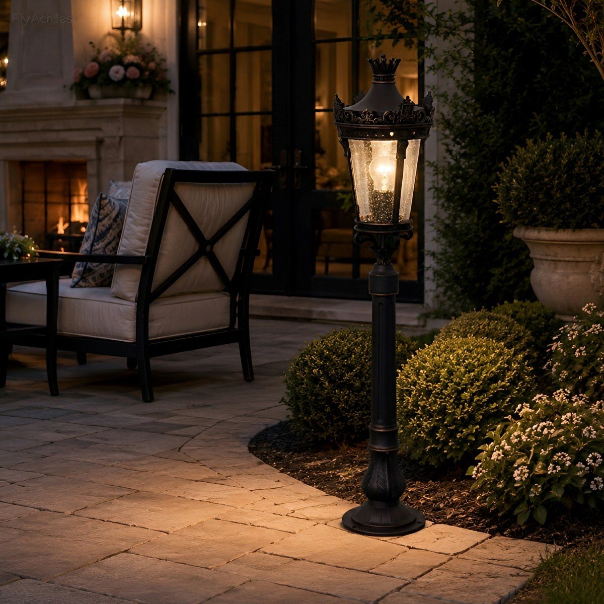 Classic Vintage European Lantern Pathway Bollard Light - Flyachilles
