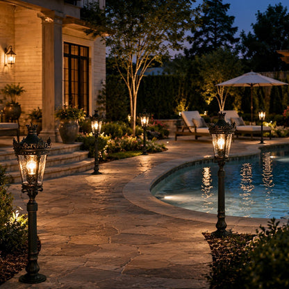 Classic Vintage European Lantern Pathway Bollard Light - Flyachilles