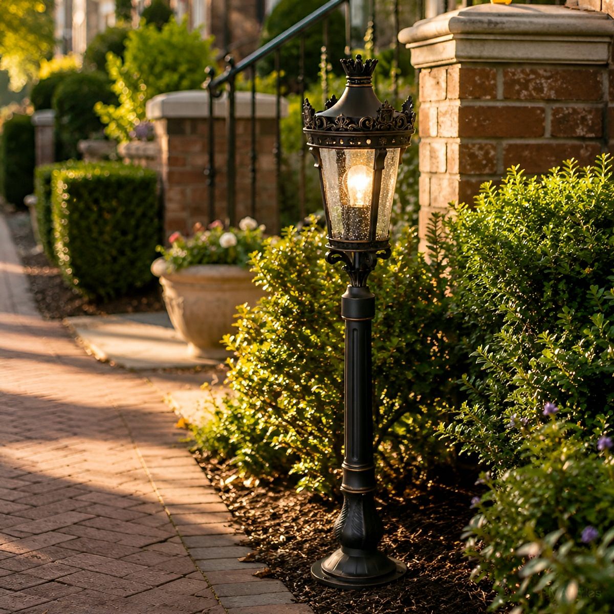 Classic Vintage European Lantern Pathway Bollard Light - Flyachilles