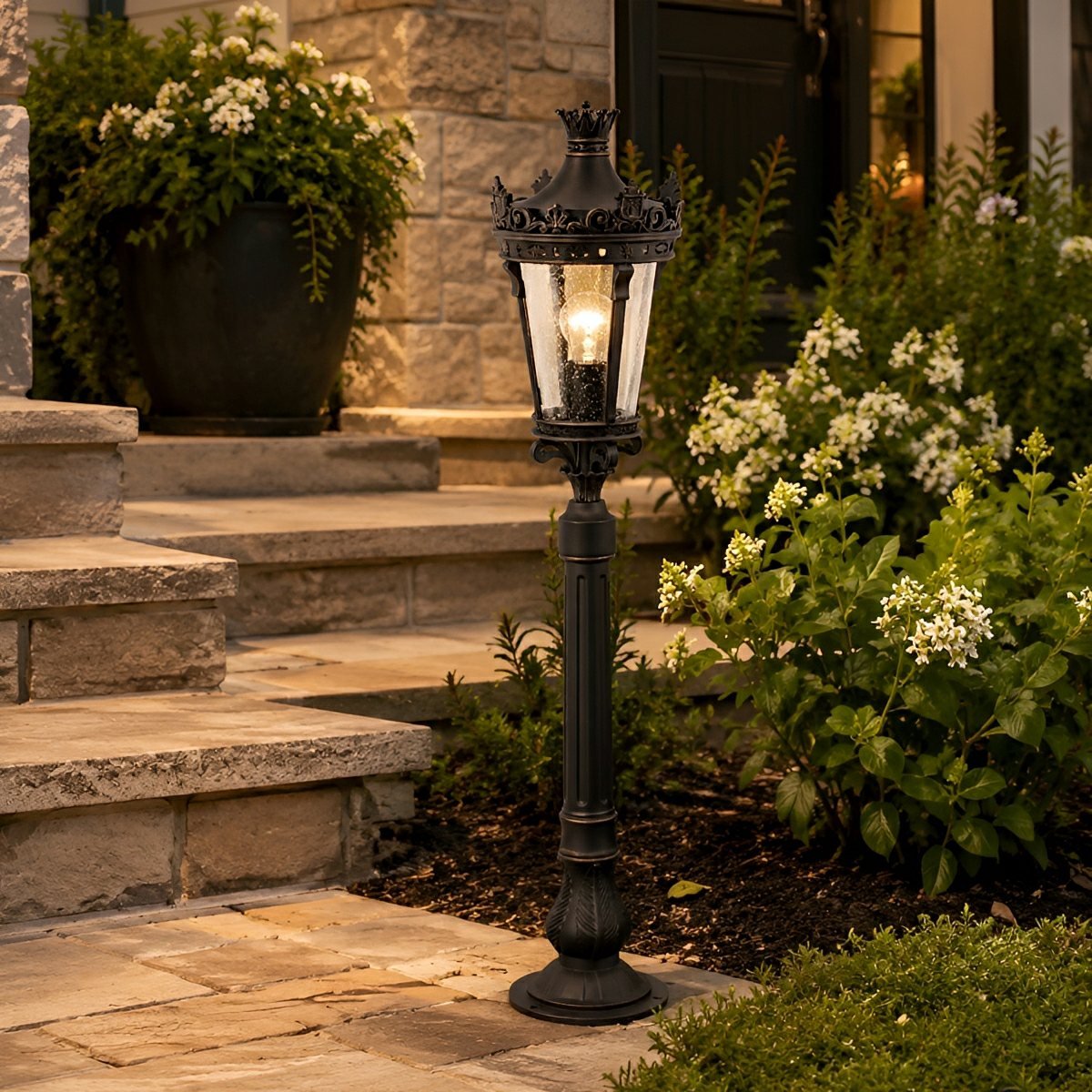 Classic Vintage European Lantern Pathway Bollard Light - Flyachilles
