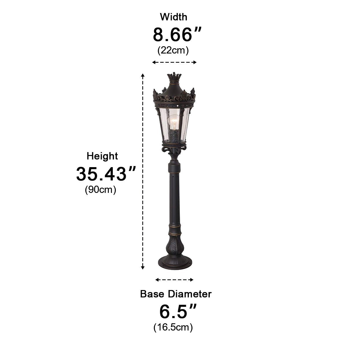 Classic Vintage European Lantern Pathway Bollard Light - Flyachilles
