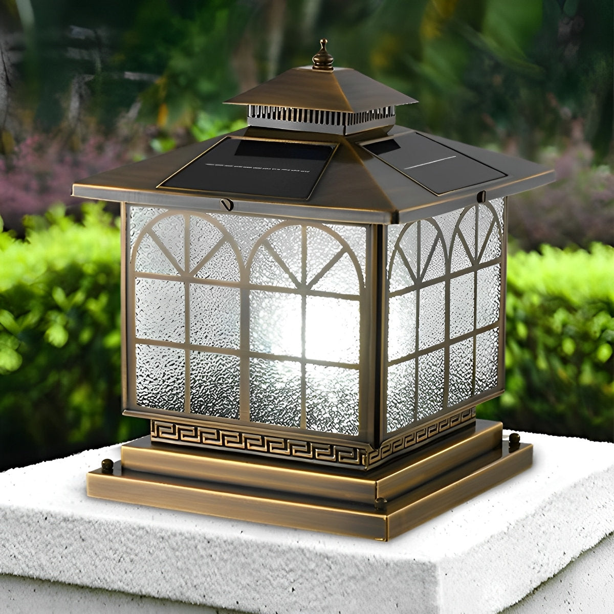 Classical Waterproof LED 3-Step Dimming Bronze Solar Post Caps Lights - Flyachilles
