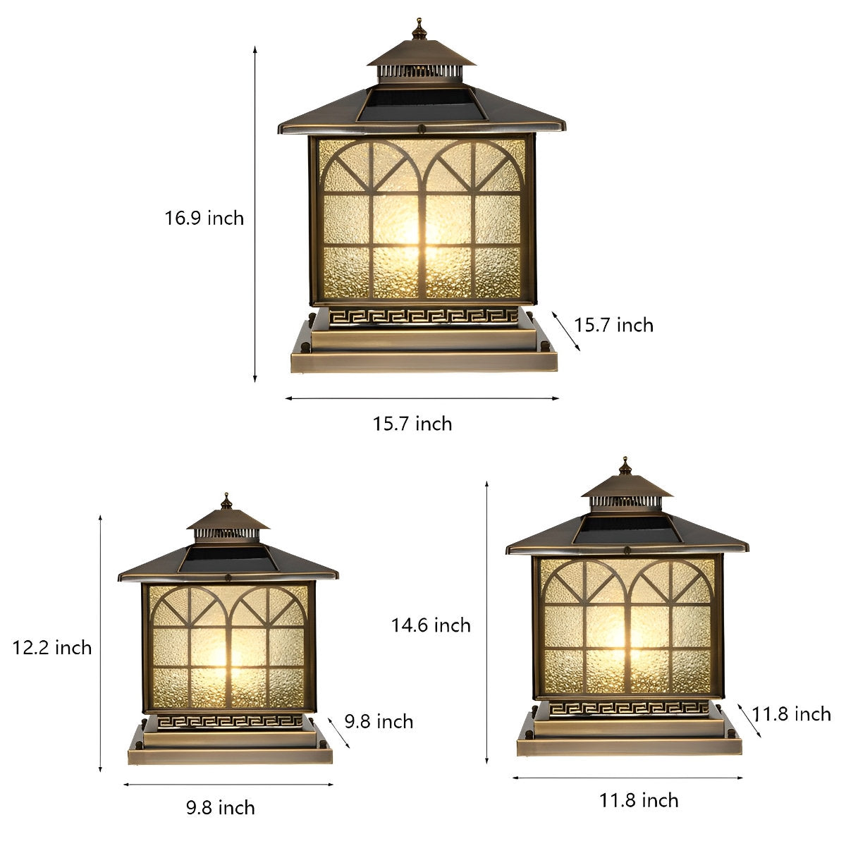 Classical Waterproof LED 3-Step Dimming Bronze Solar Post Caps Lights - Flyachilles