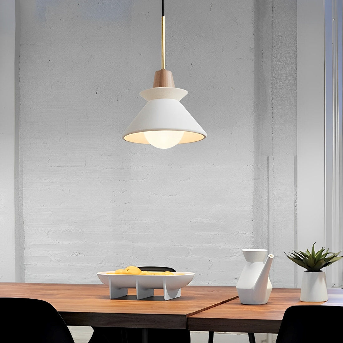 Creative Cement Wood White Chandelier Kitchen Dining Room Pendant Island Light Hanging Lighting Fixture - Flyachilles