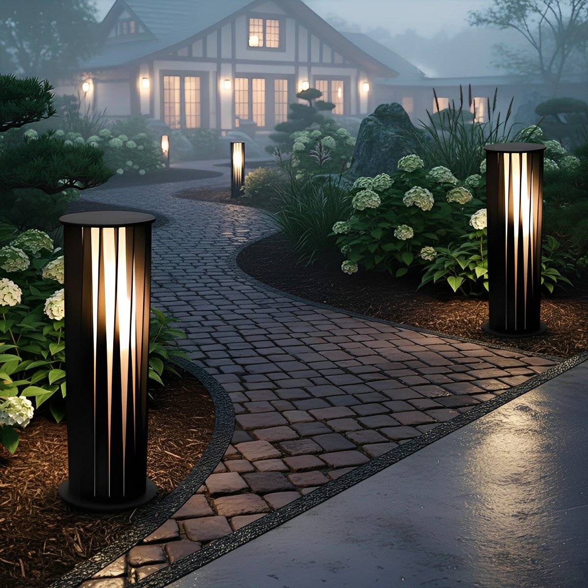 Creative Cylindrical LED Waterproof Black Modern Solar Pathway Light Walkway Floor Lamp - Flyachilles